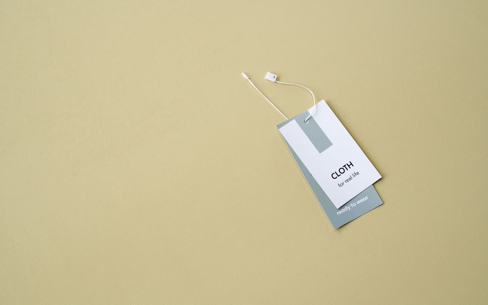 Clothing label on a muted background