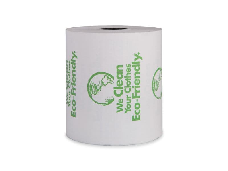 Stack of thermal receipt paper rolls