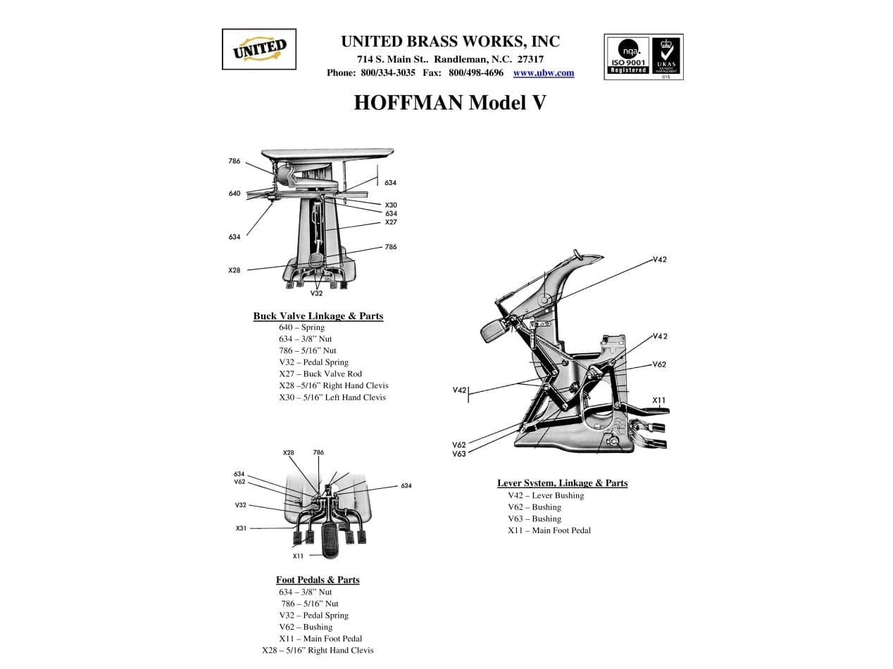 Hoffman Model V press, United Brass Works parts