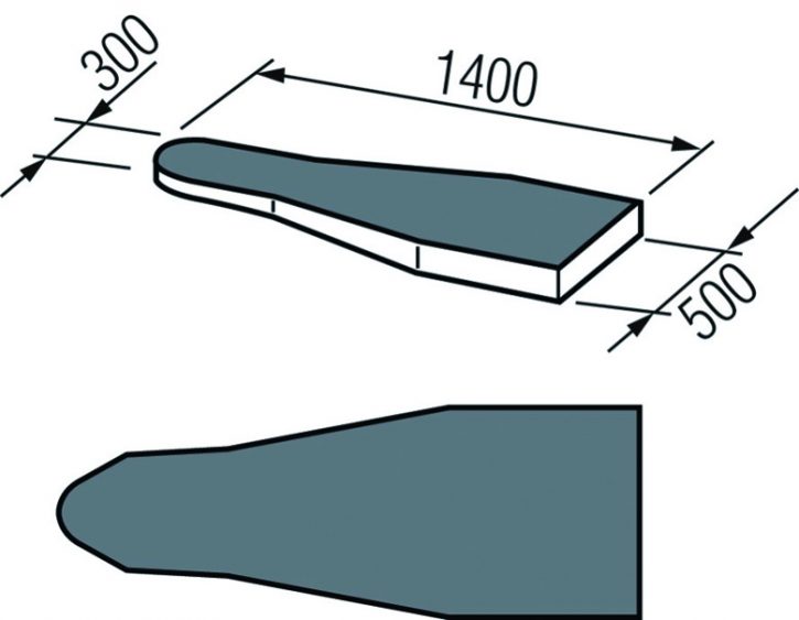 VEIT Varioset CR2 S+B - Technical dimensions and ironing surface specifications