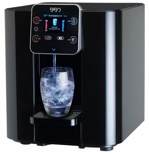 BIBO Bar countertop water purification system dispensing hot and chilled filtered water